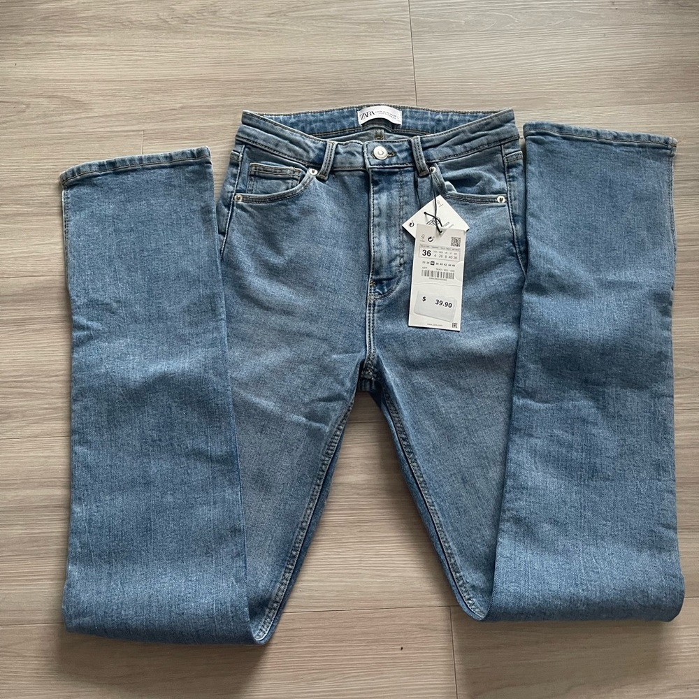 ZARA split skinny hi rise denim jeans